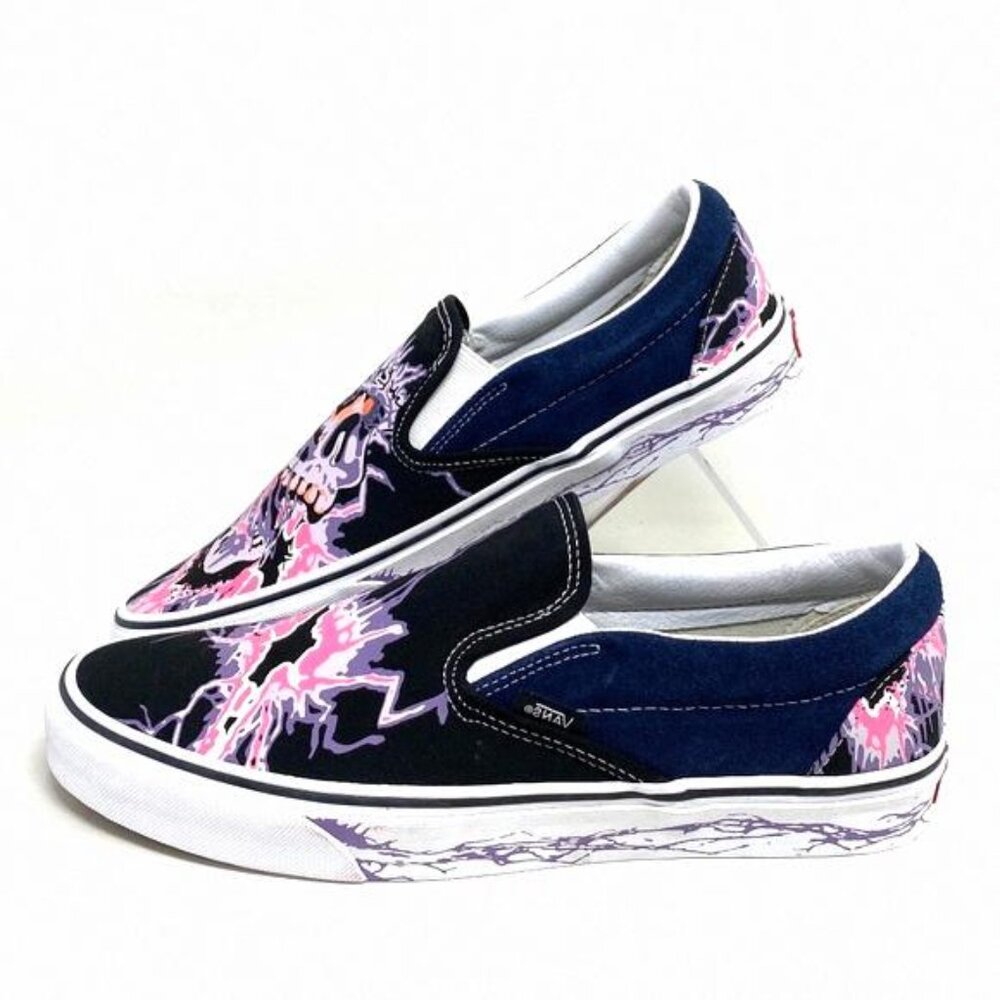 VANS Classic Slip On Zap Dress Blues Black Canvas VN000XG88NK Skate Sneakers Men